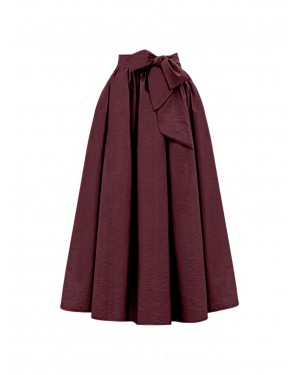 Pleated Belted Parachute Skirt   -Maroon