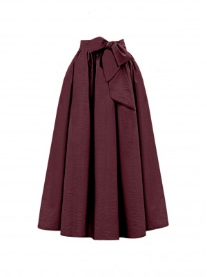 Piliseli Kemerli Paraşüt Etek   -Bordo