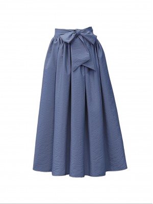 Piliseli Kemerli Paraşüt Etek  -İndigo