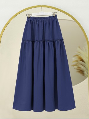 Parçalı Beli Lastikli Kraş Desen Paraşüt Etek -Laci