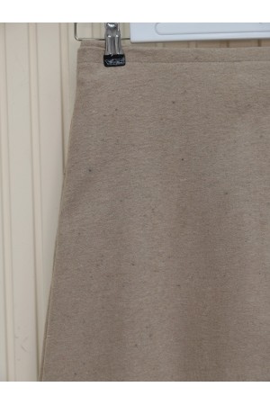 Elastic Waist Thin Piping Cashmere Skirt -Mink color