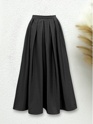 Beli Lastiki Piliseli Paraşüt Etek -Siyah