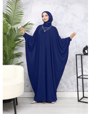 Sandy Abaya with Buttoned Bat Sleeves -İndigo