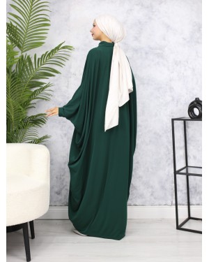 Sandy Abaya with Buttoned Bat Sleeves -Khaki