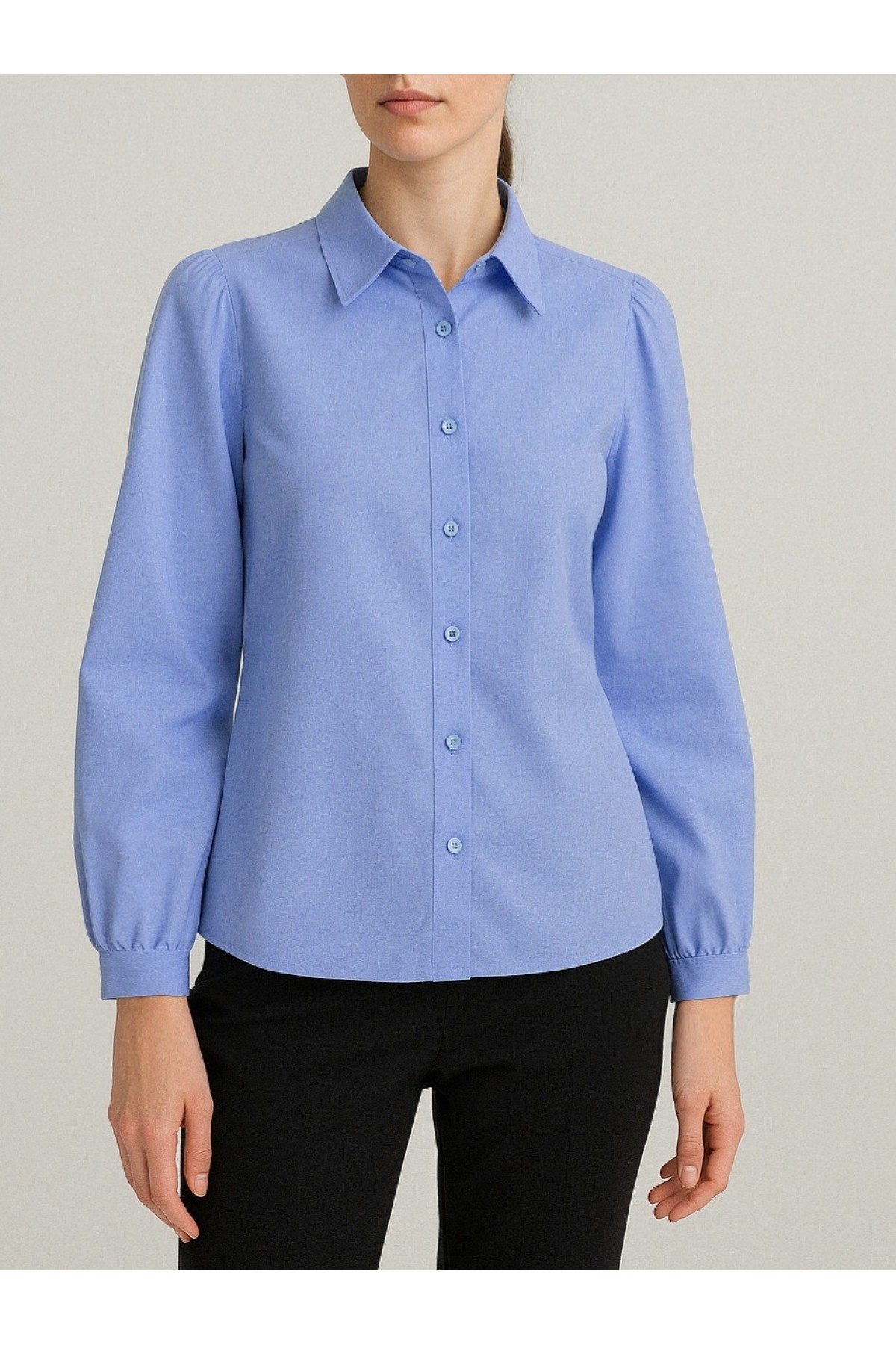 Classic Button-Front Shirt -Baby Blue