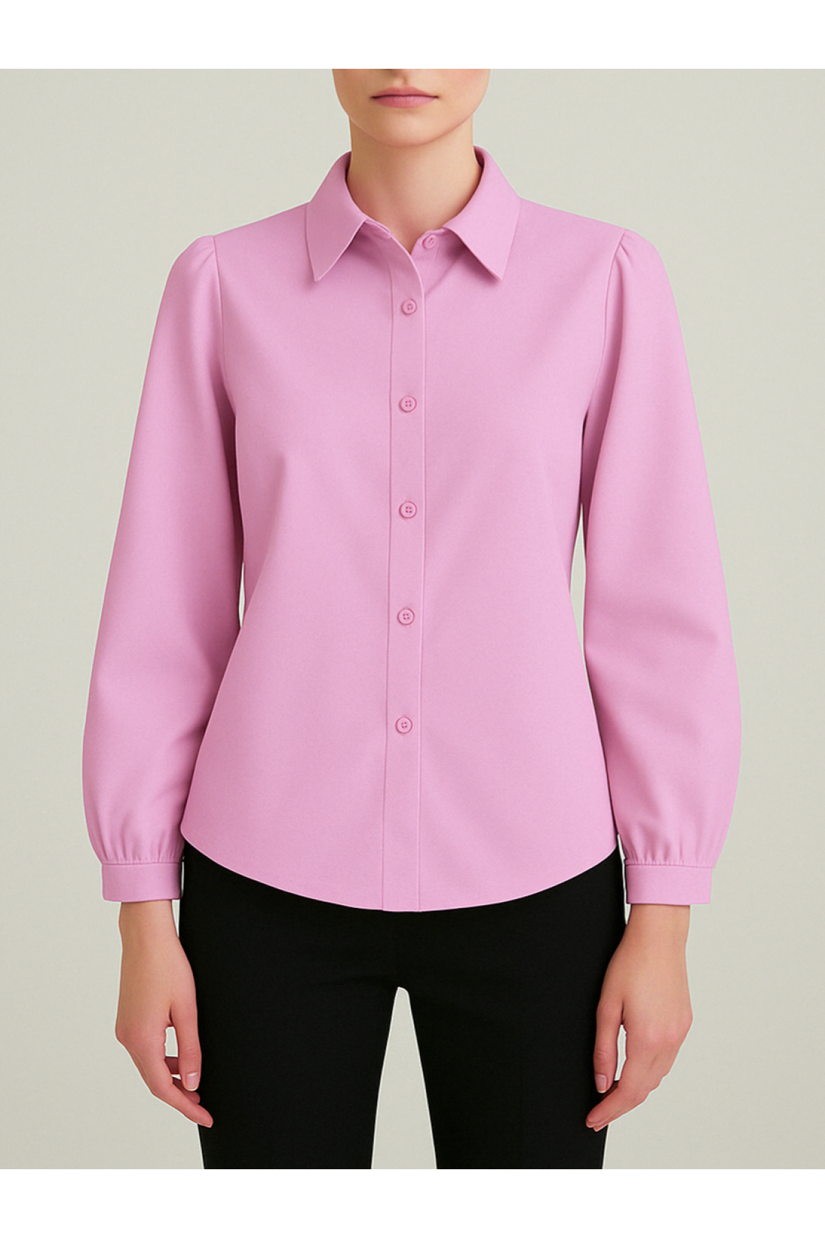 Classic Button-Front Shirt -Pink