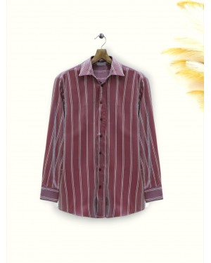 Striped Ribbon Shirt -Maroon