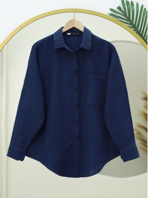 Eteği Oval Kesim Müslin Gömlek -Laci