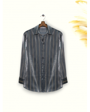 Striped Ribbon Shirt -Anthracite