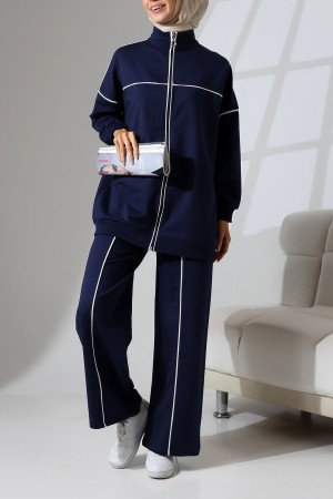 Kolu Lastikli Fermuarlı Şeritli Takım  -Laci