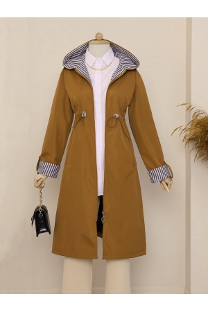 Tunnel Laced Hooded Trench Coat   -Snuff