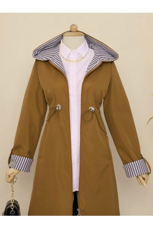 Tunnel Laced Hooded Trench Coat   -Snuff