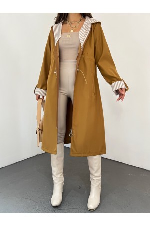 Tunnel Laced Hooded Trench Coat   -Snuff