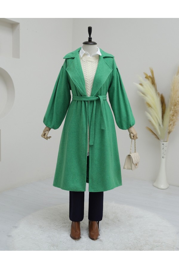 Balloon Sleeve Arched Cap -Green