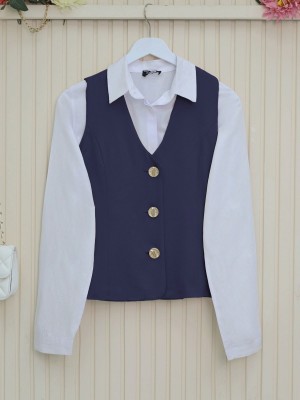 Düğmeli Astarlı Yelek -Laci