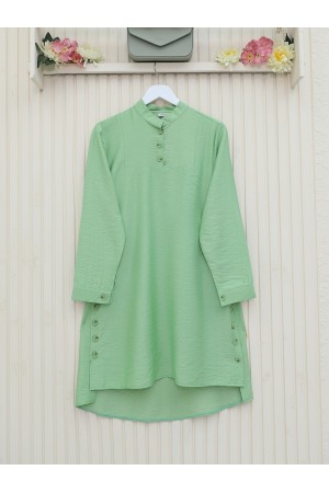 تونك بياقة قاضي مزينة بأزرار       -اخضر فاتح