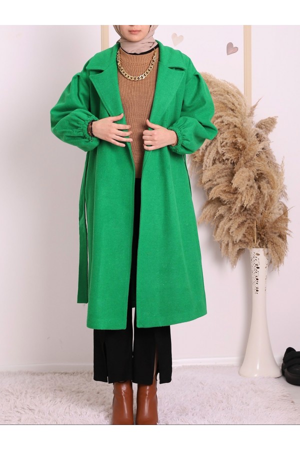 Balloon Sleeve Arched Cap -Green