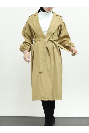 Düğmesiz Kemerli Standart Bonding Kap  -Karamel