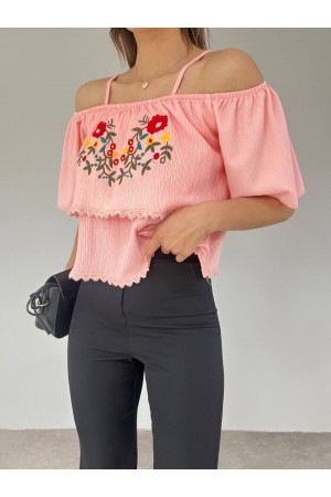 تي شيرت جبر مطرز روز -فم الجراء