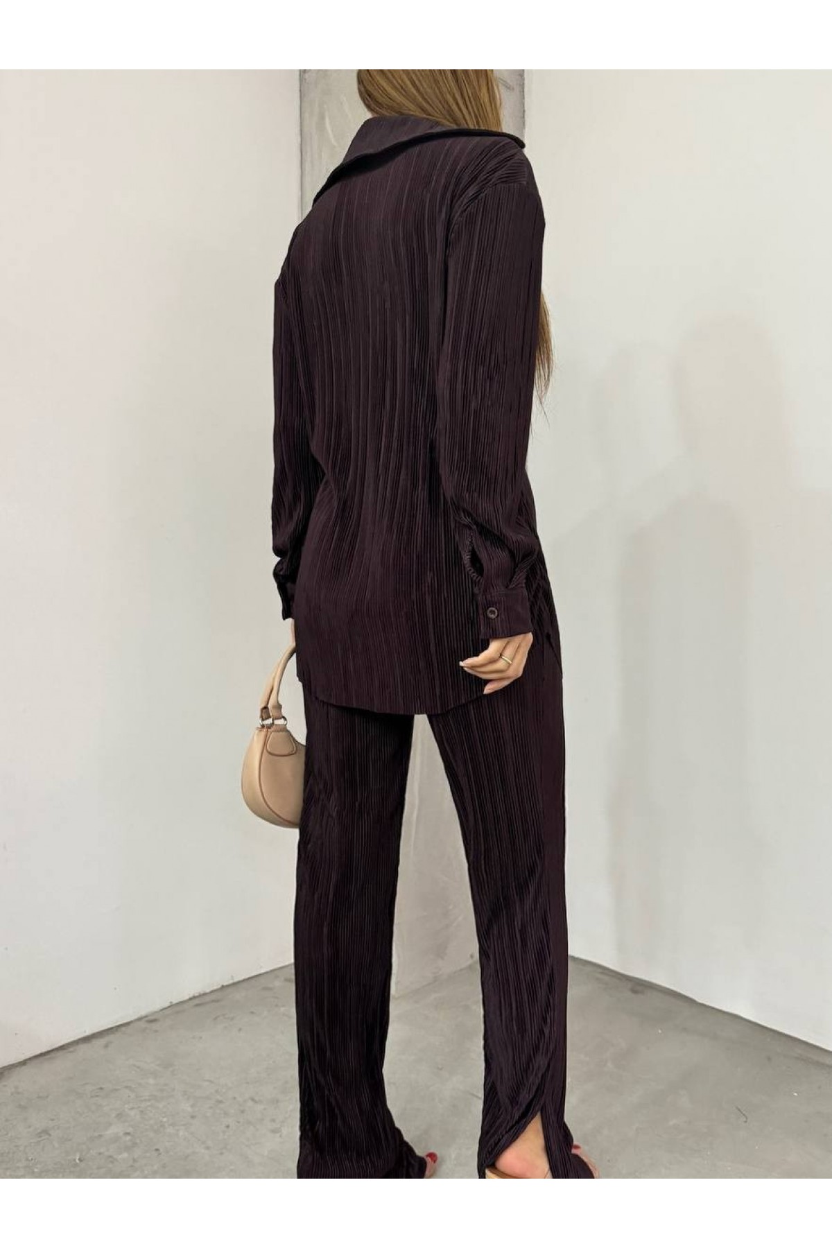 Double Suit with Pleat Shirt -Dark Coffee