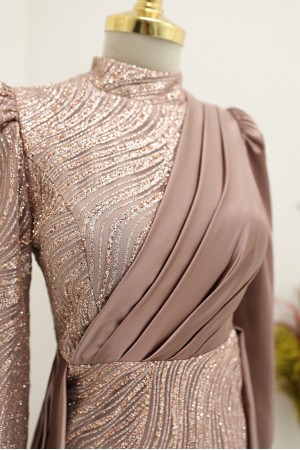 Önü Drapeli Simli Abiye -G.Kurusu