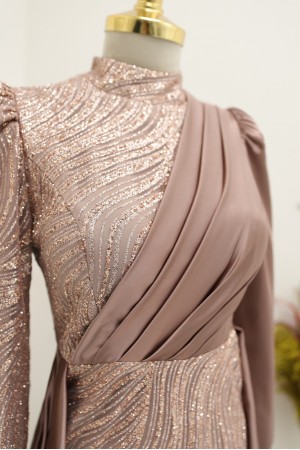 Önü Drapeli Simli Abiye -G.Kurusu