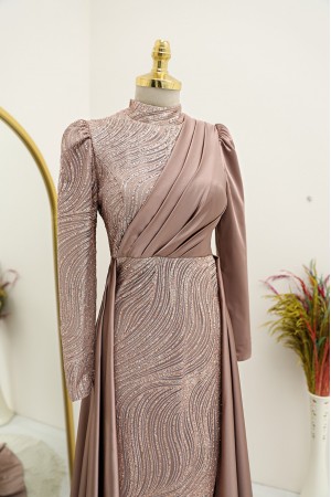 Önü Drapeli Simli Abiye -G.Kurusu