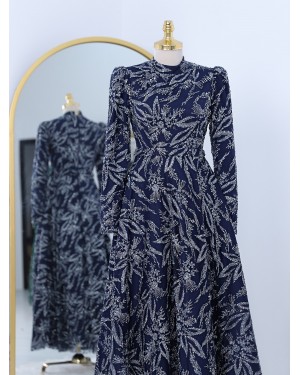 Yapıştırma Taş Detaylı Simli Astarlı Tül Abiye -Laci