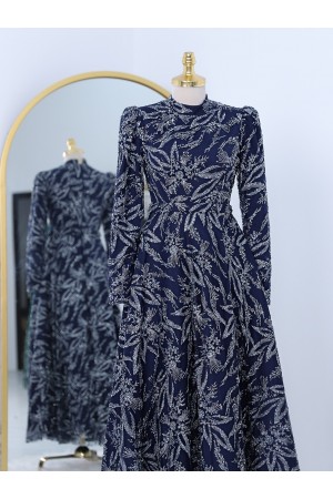 Yapıştırma Taş Detaylı Simli Astarlı Tül Abiye -Laci