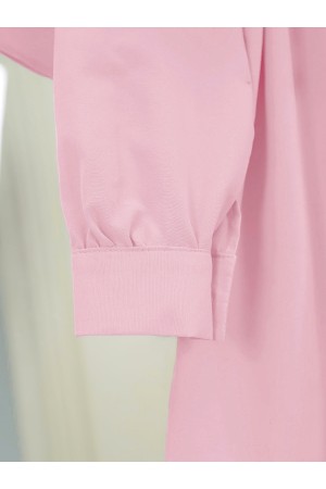 قميص بوبلين مع تفاصيل عباءة وياقة قائمة  -بودرة