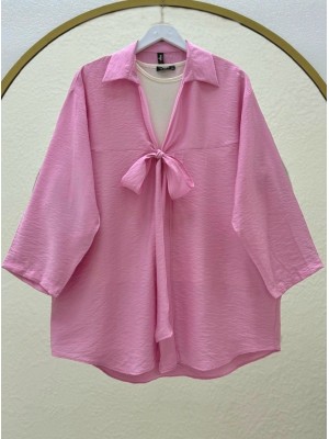 Önden Bağlamalı Yazlık Kimono -Pembe