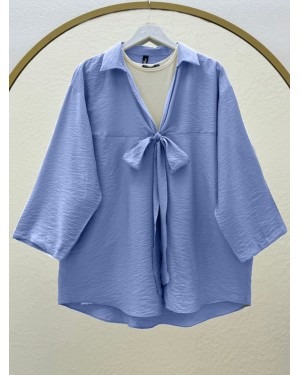 Önden Bağlamalı Yazlık Kimono -Mavi