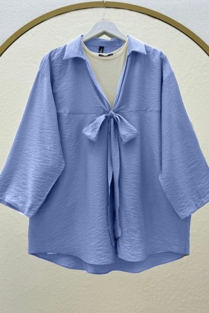 كيمونو صيفي مربوط من الأمام -أزرق