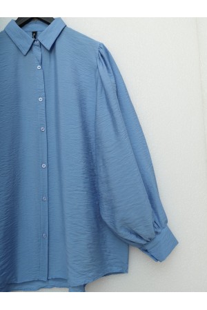 تونيك عادي بأكمام بالون -أزرق