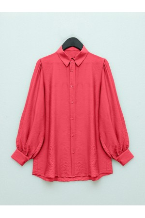 Balloon Sleeve Plain Tunic -Garnet Color