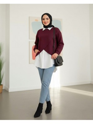 Gömlekli Bolerolu Oysho Üst Takım  -Bordo