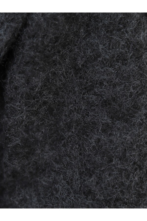Shawl Collar Lined Pocket Boucle Jacket -Black