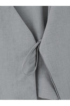 Linen Suit with Side Tie Skirt -Grey