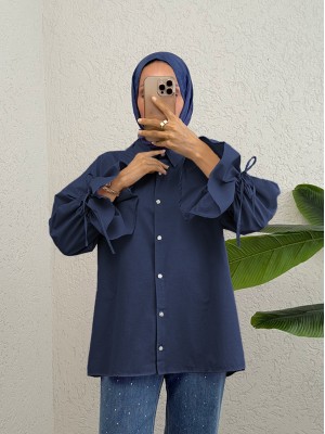 Kolu Büzgülü Arkası Piliseli Gömlek -Laci