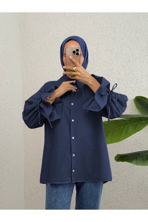 Kolu Büzgülü Arkası Piliseli Gömlek -Laci