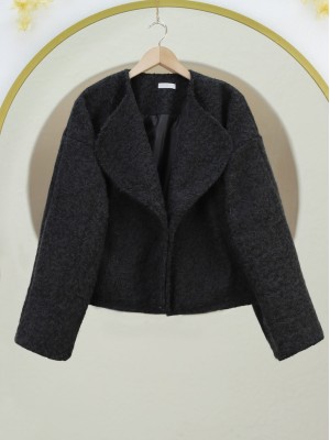 Şal Yaka Astarlı Cepli Buklet Ceket -Siyah