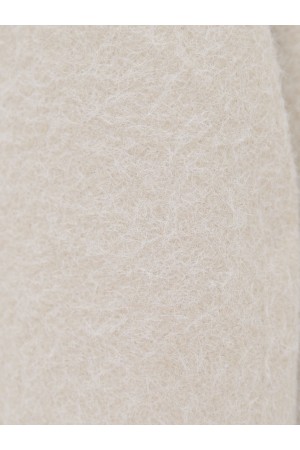 Çift Cepli Önü Düğmeli Astarlı Buklet Kaban -Ekru