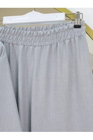 Front Tie Trouser Kimono Set   -Grey