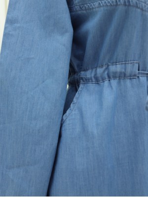 Tünel Bağcıklı Yarım Fermuarlı Cepli Kot Elbise -Mavi