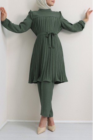 Robadan Pileli Belden Bağlamalı İkili Takım -Haki