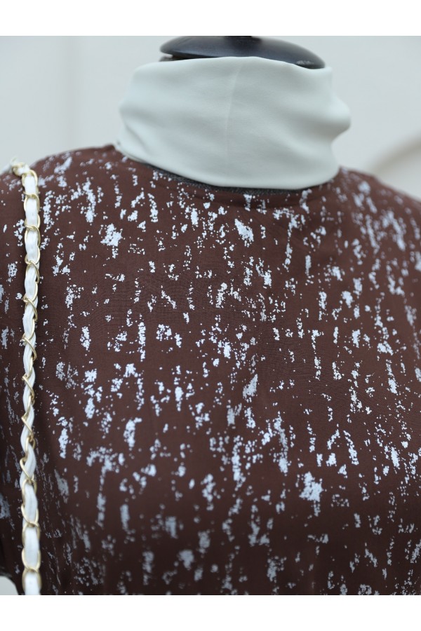 Melted Waist Gathered Dress  -Brown
