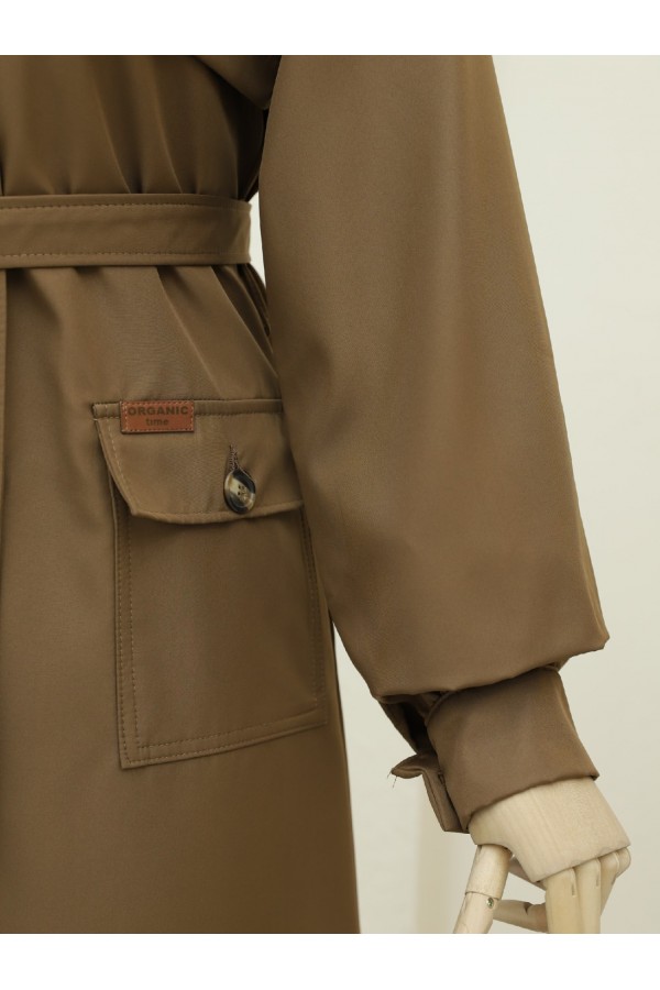 Torba Cepli Bolero Detaylı Trençkot -Taba