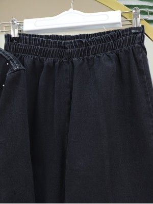 Serpme Taşlı Düğmeli Ceket Pantolon Kot Takım  -Siyah