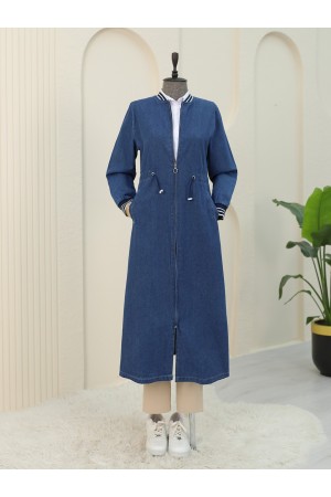 Beli Lastikli Tünel Bağcıklı Fermuarlı Kot Kap -Laci