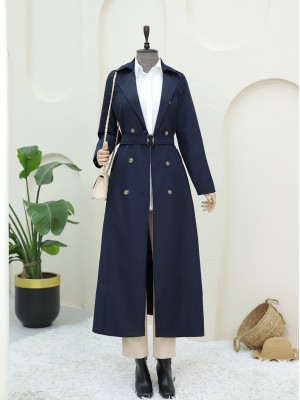 Çift Düğmeli Kemerli Trençkot -Laci